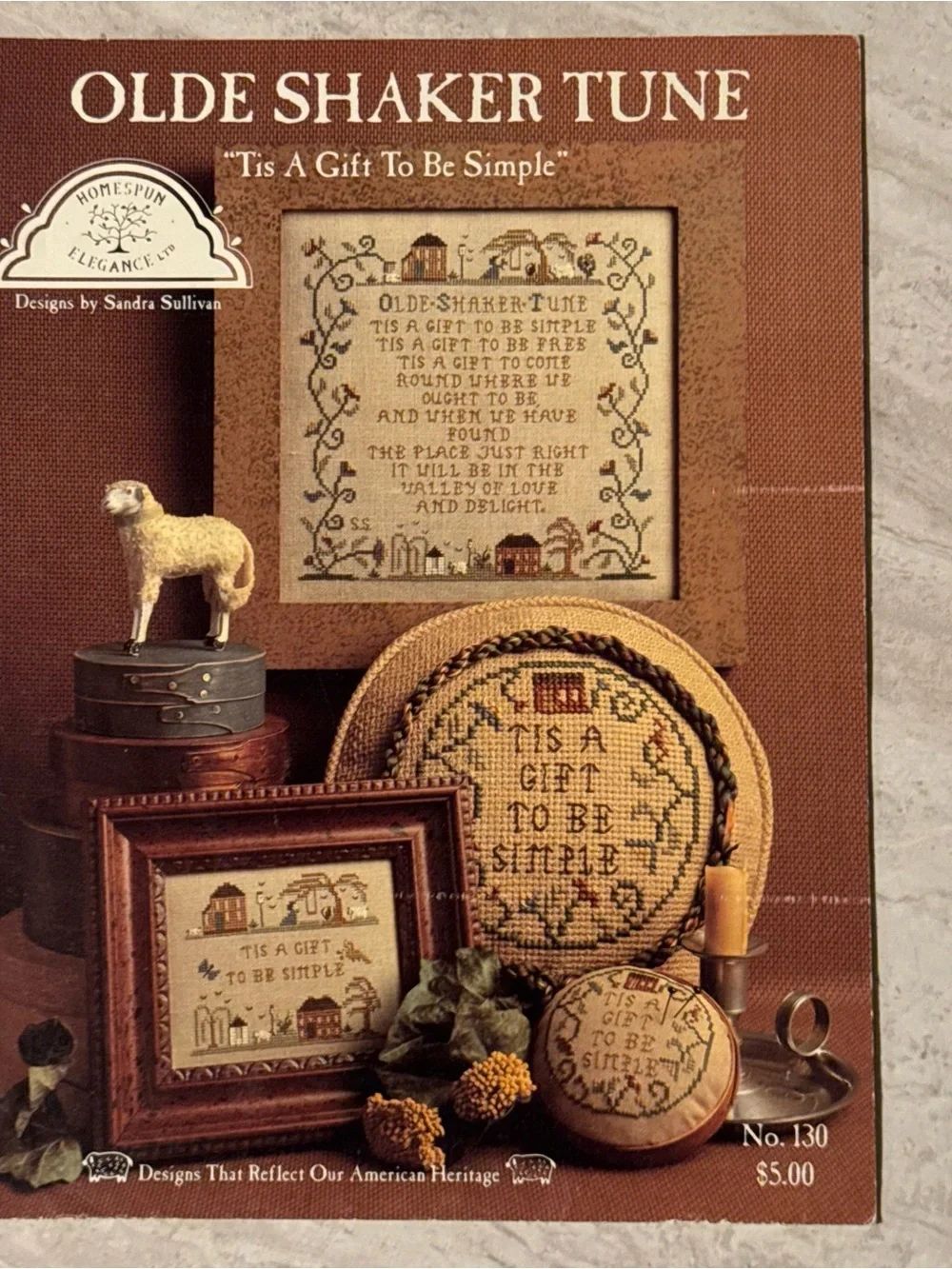 1993 Homespun Elegance Olde Shaker Tune Vintage Cross Stitch Leaflet